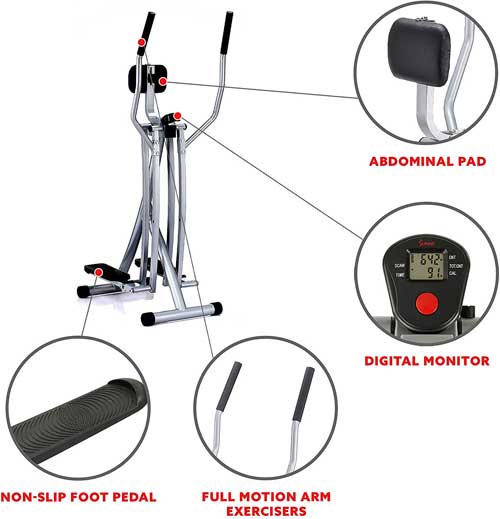 Features of the Air Walk Trainer, Including Digital Monitor, Arm Exercisers and No-Slip Footpads