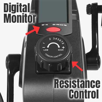 Pedal Machine Digital Workout Tracking Monitor and Adjustable Resistance Contols