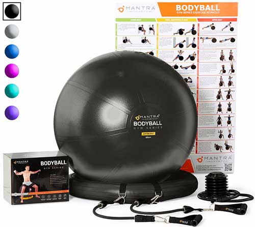 Complete Set with Stability Ball, Resistance, Foot Pump and Workout Exercise Poster for Less than $40